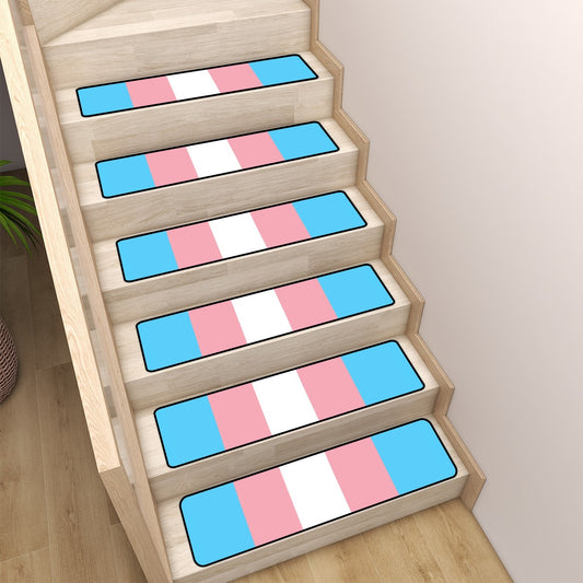 Blue Pink White Pride Non-Slip Carpet Stair Treads