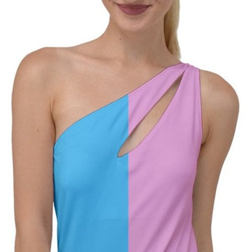 Teen Blue Pink White Vive l'Paris Pride Colors To One Side Swimsuit