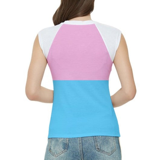 Teen - Plus Size Blue Pink White Pride Raglan Capped Sleeves Snug Fitting Short T-Shirt