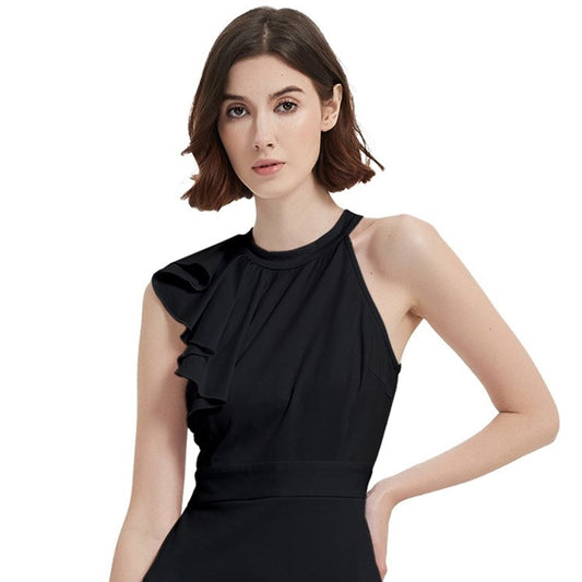 toffolo Teen Black Halter-Neck Sleeveless Cocktail Party Dress