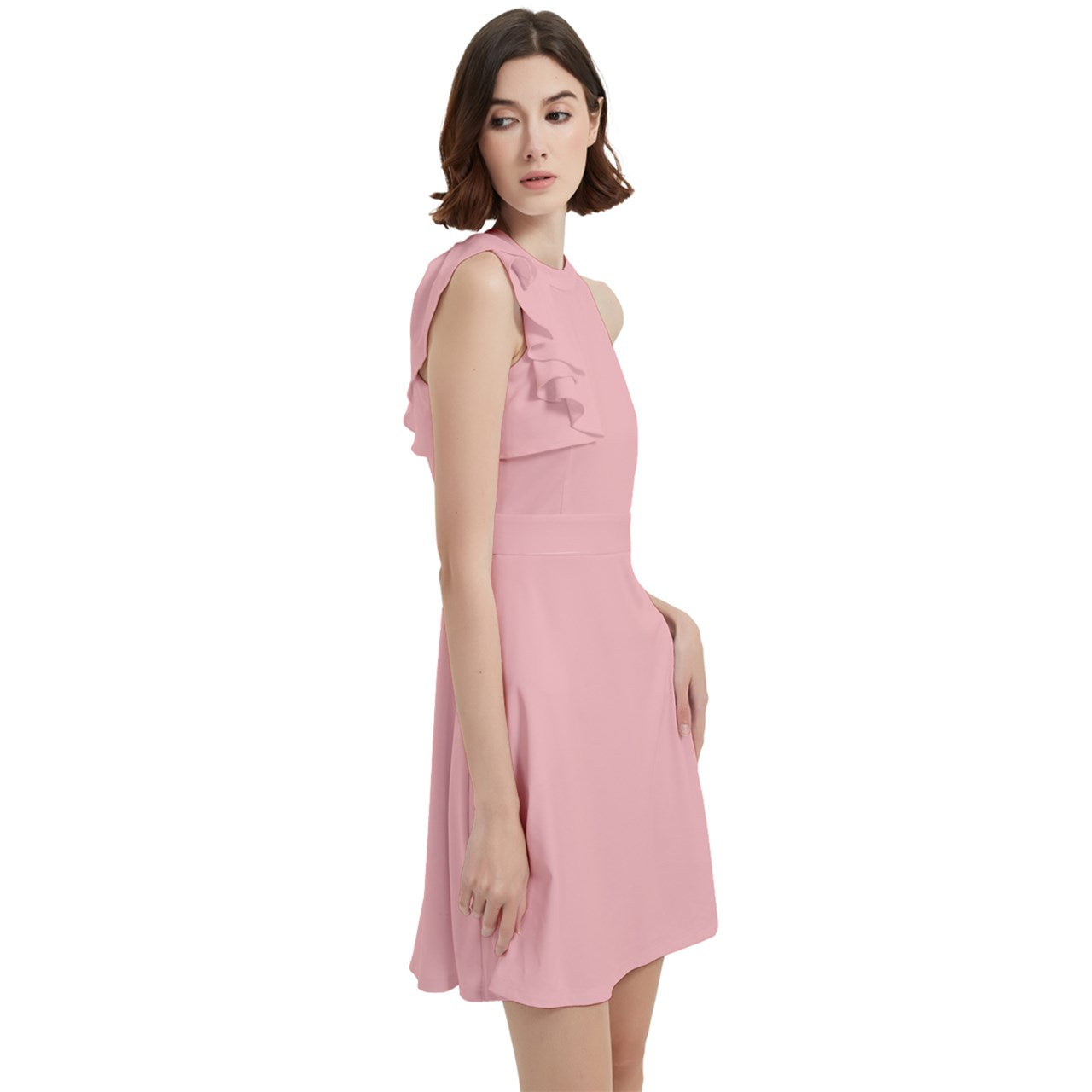 toffolo Teen Pastel Pink Halter-Neck Sleeveless Cocktail Party Dress
