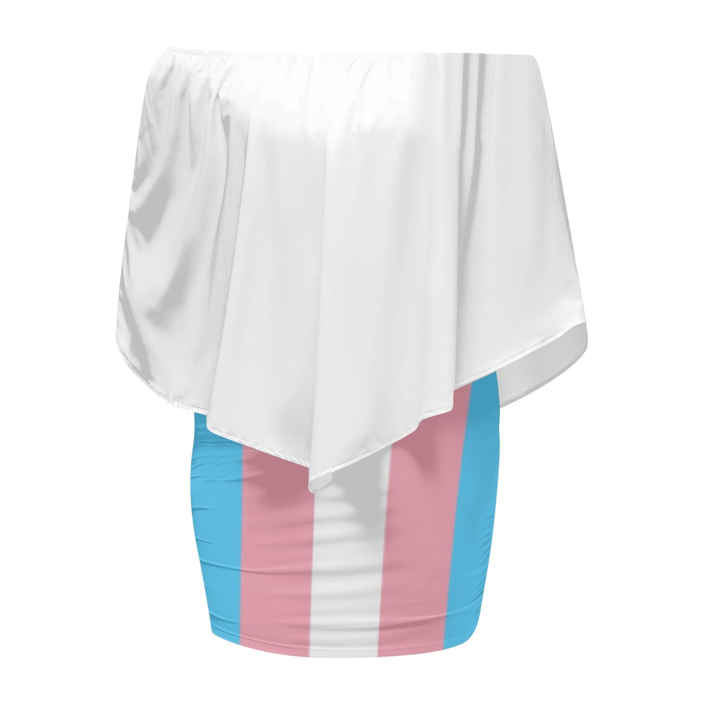 Trans Coloured Trans Pride Off-Shoulder White Figure Hugging Tube Dress