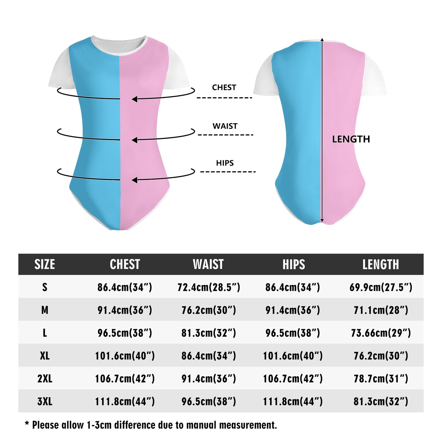 Teen Blue Pink White Pride Soft T-Shirt Bodysuit