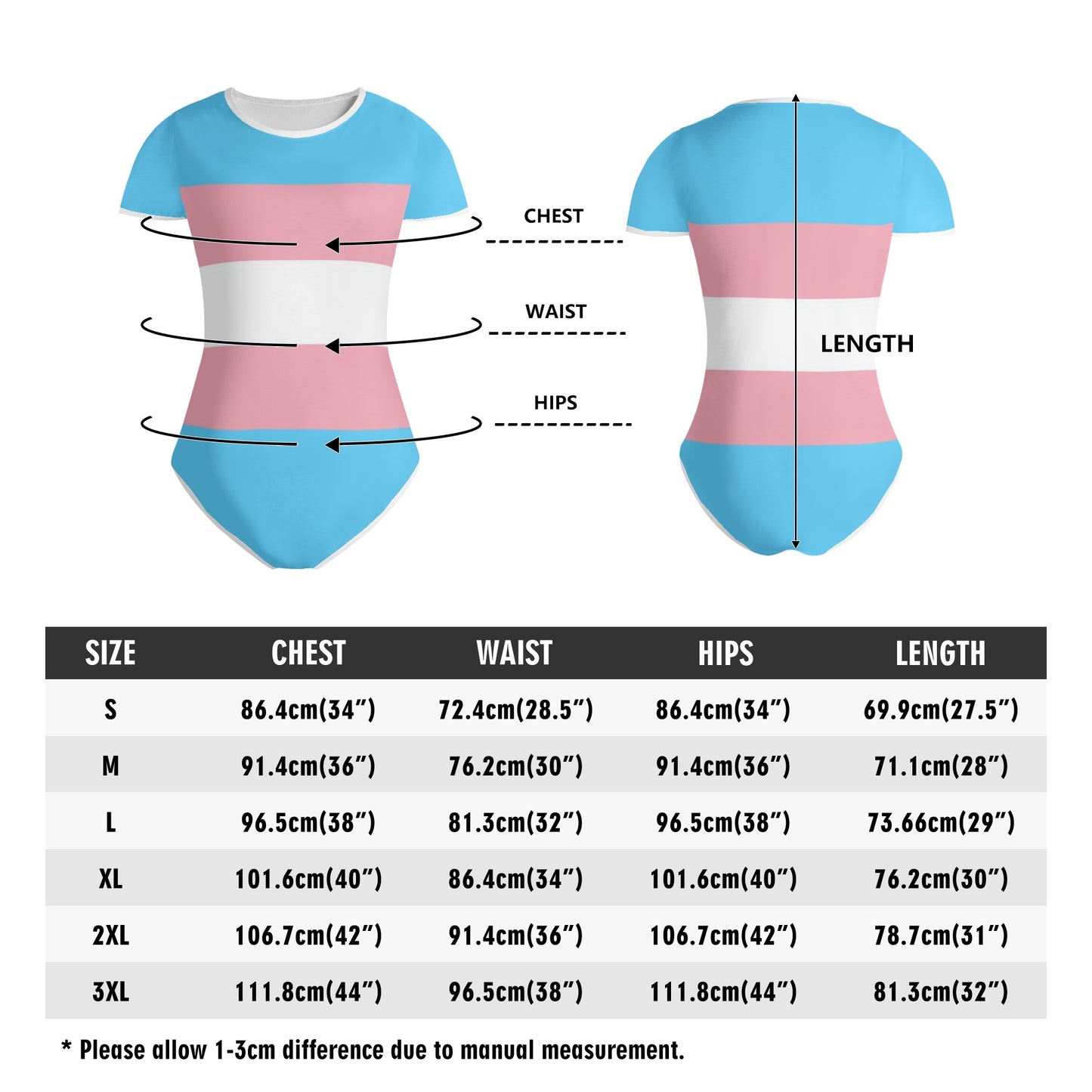 Teen Blue Pink White Pride Soft T-Shirt Bodysuit