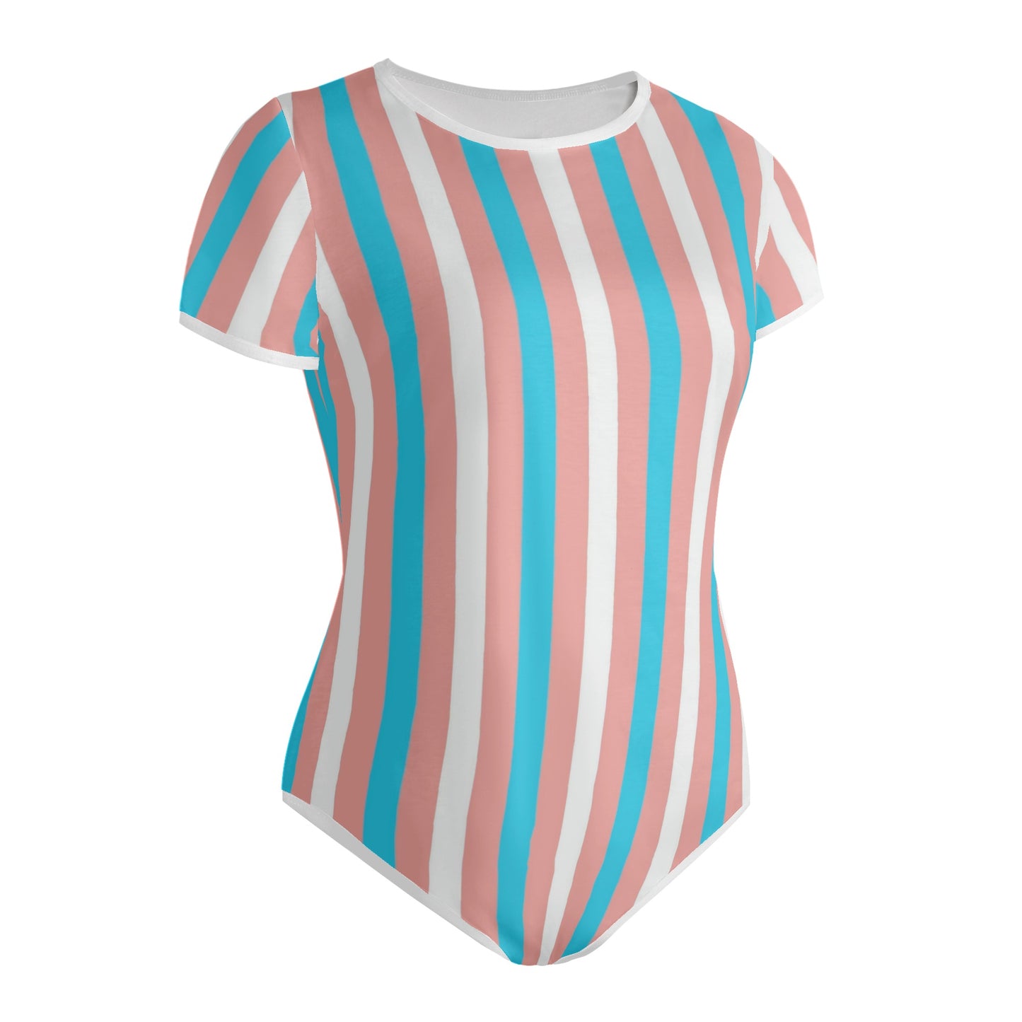 Teen Blue Pink White Pride Candy Striped Soft T-Shirt Bodysuit