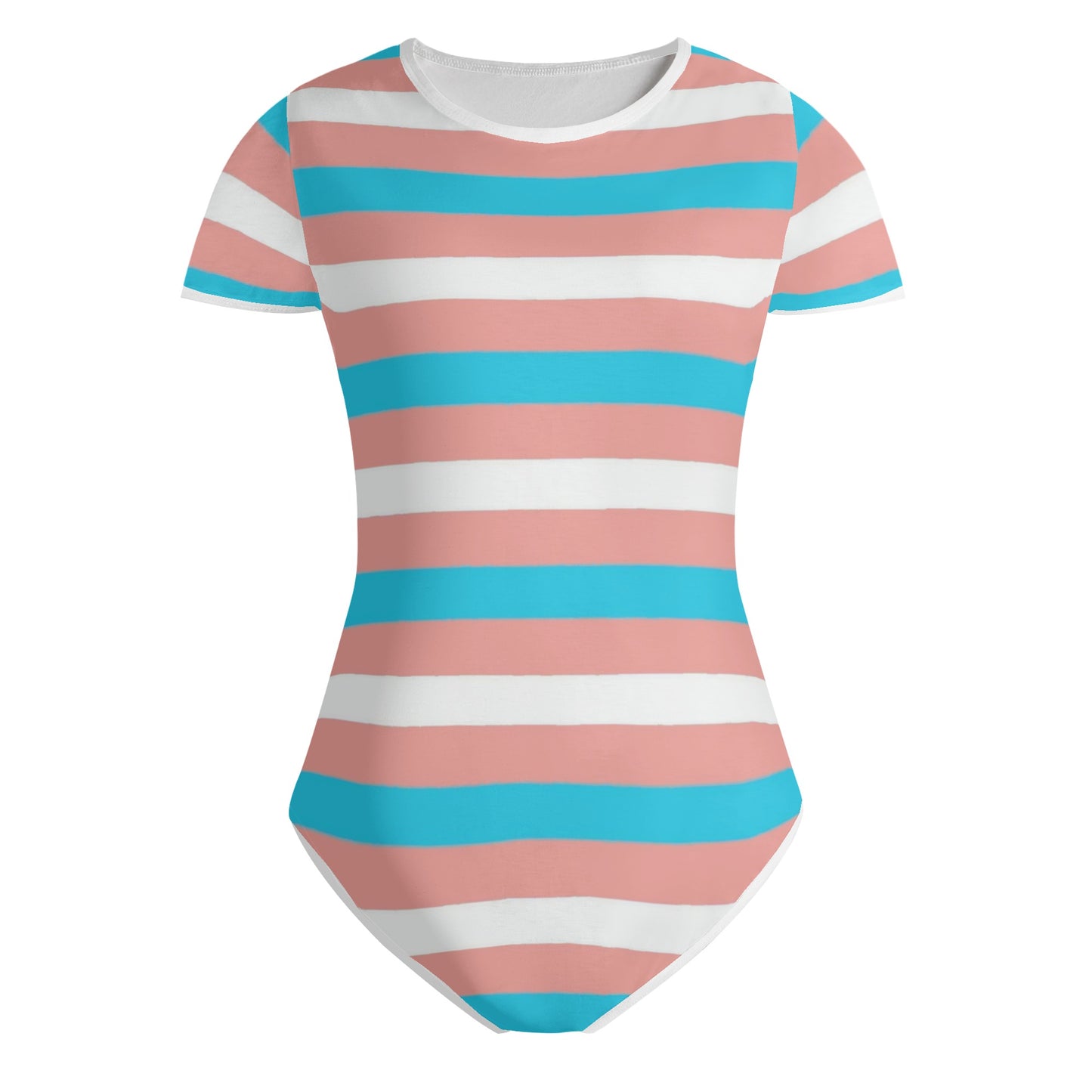 Teen Blue Pink White Pride Candy Stripes Soft T-Shirt Bodysuit
