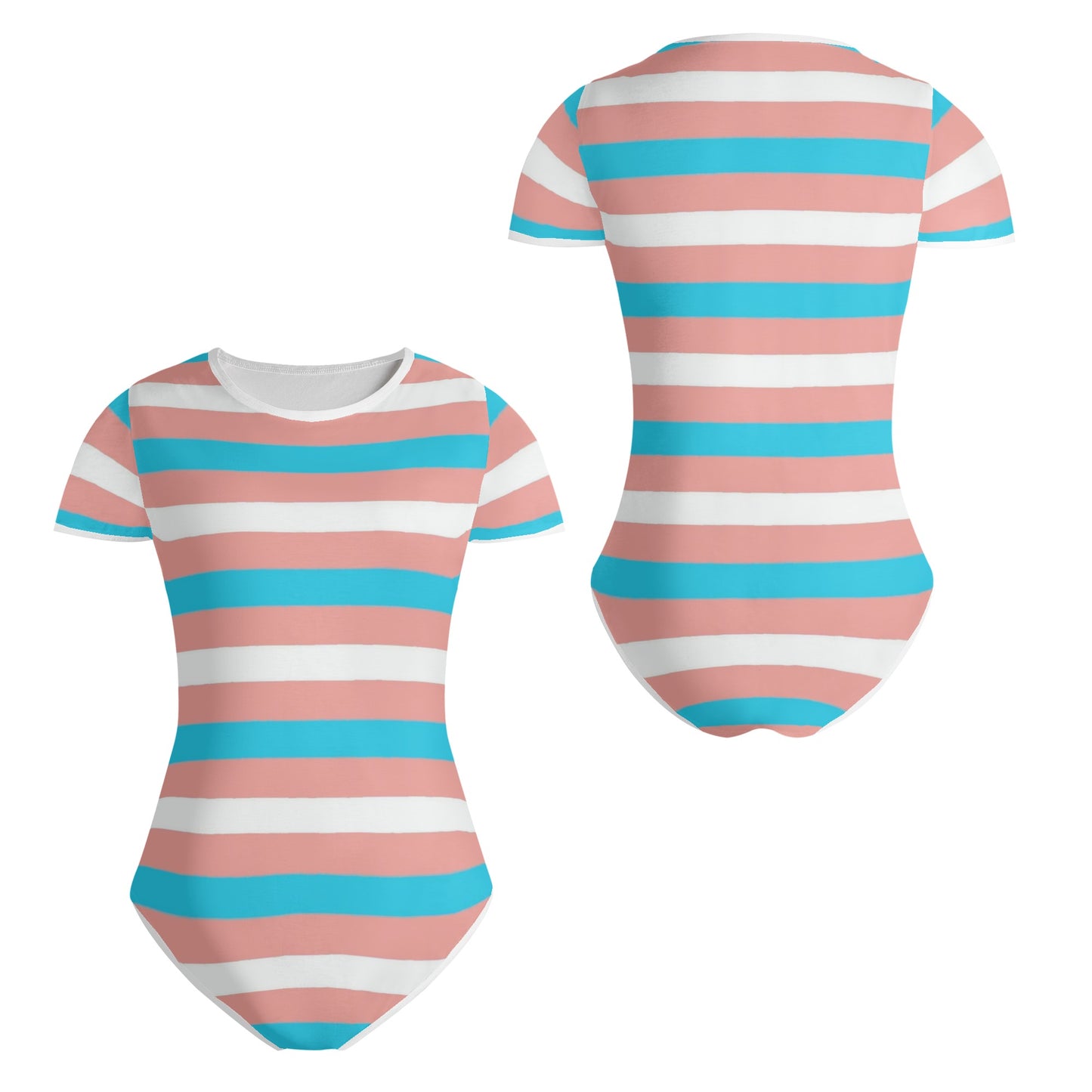Teen Blue Pink White Pride Candy Stripes Soft T-Shirt Bodysuit