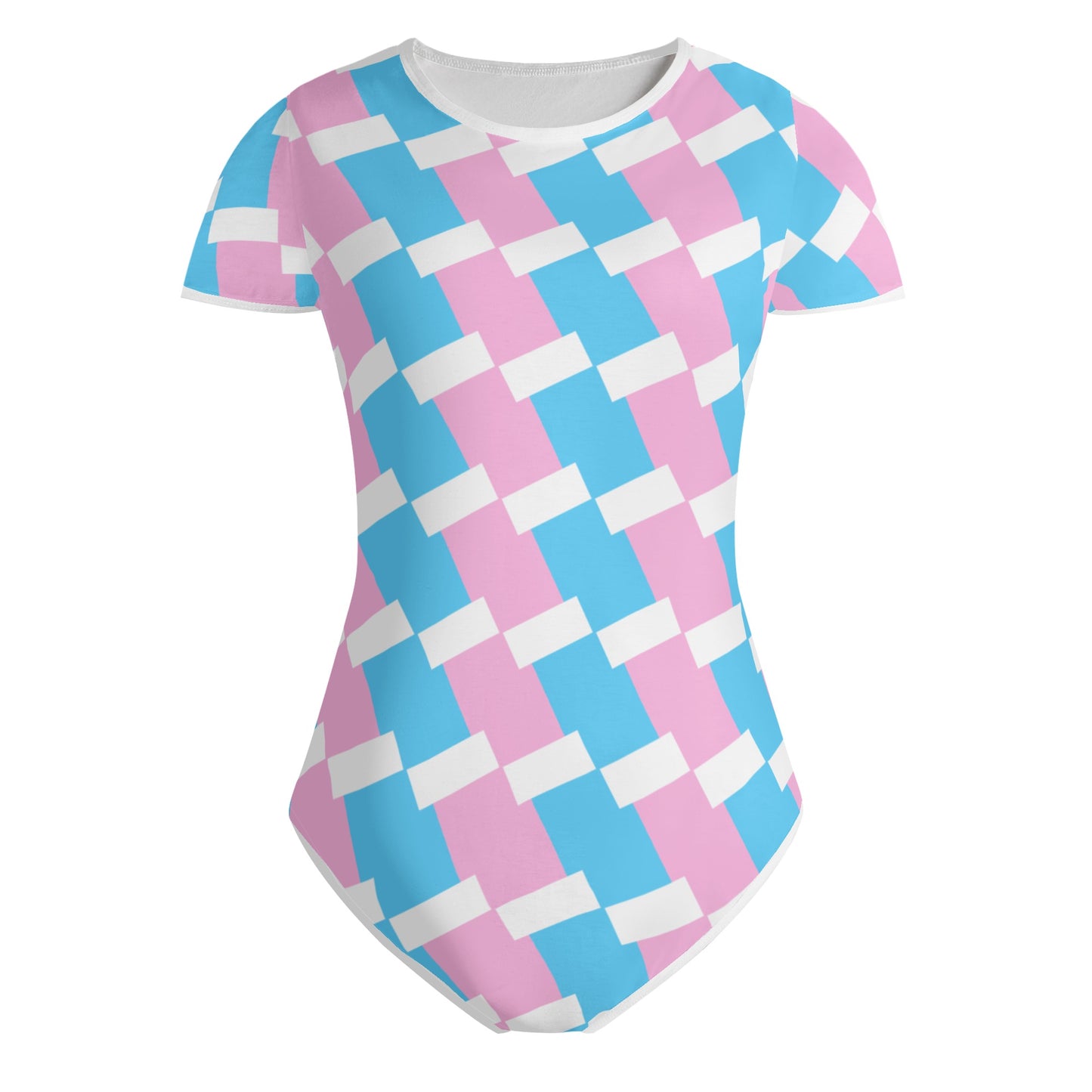 Teen Blue Pink White Pride Checkered Soft T-Shirt Bodysuit