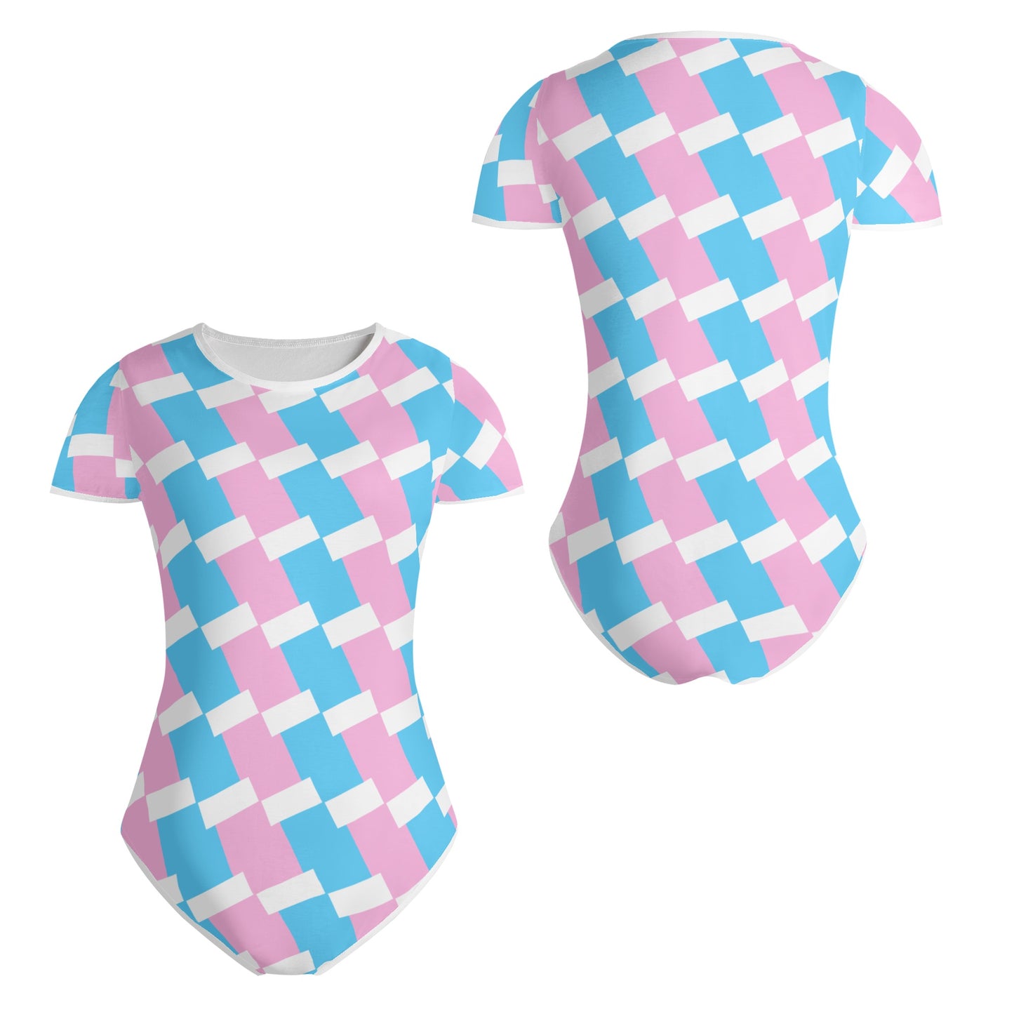 Teen Blue Pink White Pride Checkered Soft T-Shirt Bodysuit