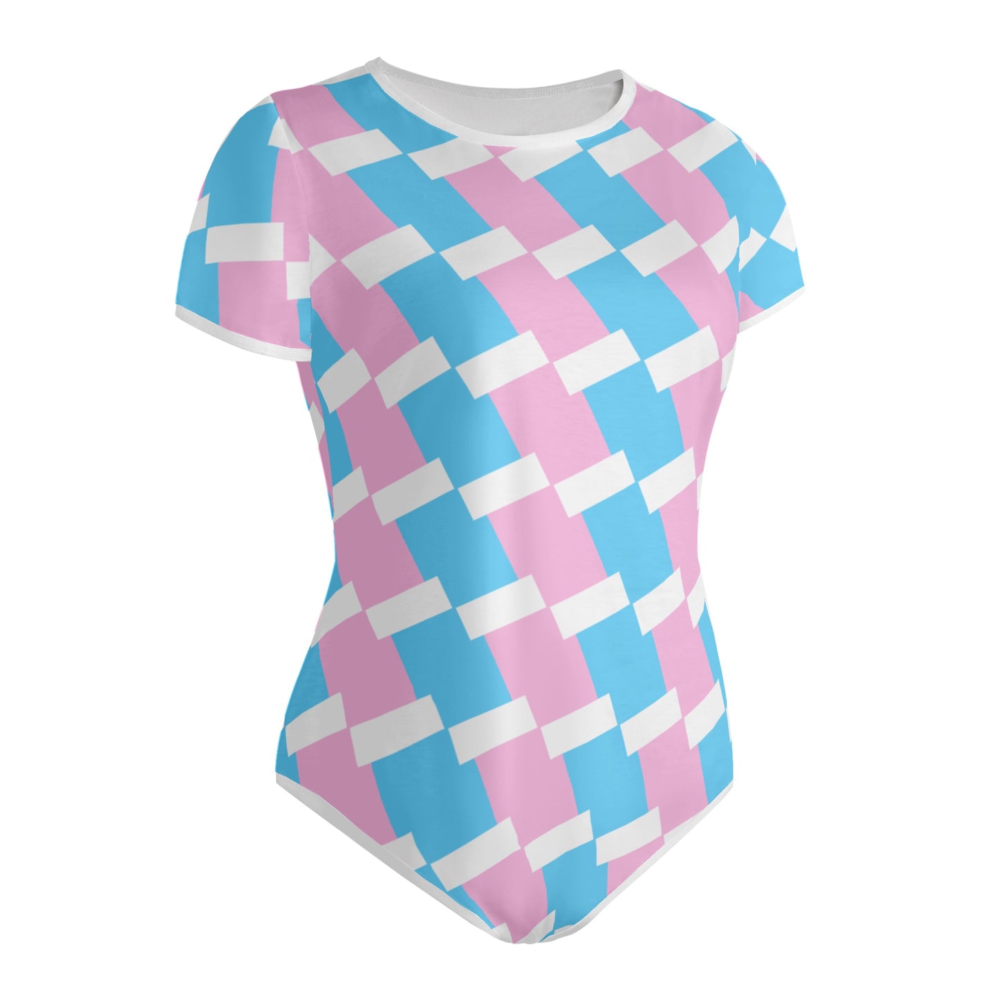 Teen Blue Pink White Pride Checkered Soft T-Shirt Bodysuit
