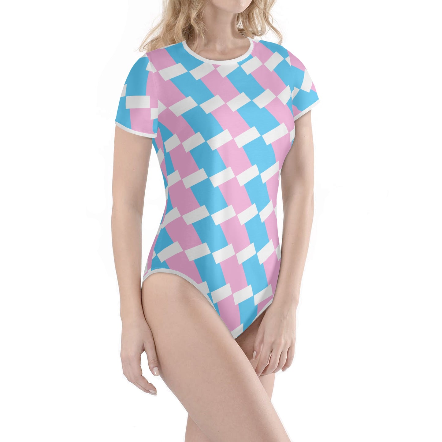 Teen Blue Pink White Pride Checkered Soft T-Shirt Bodysuit