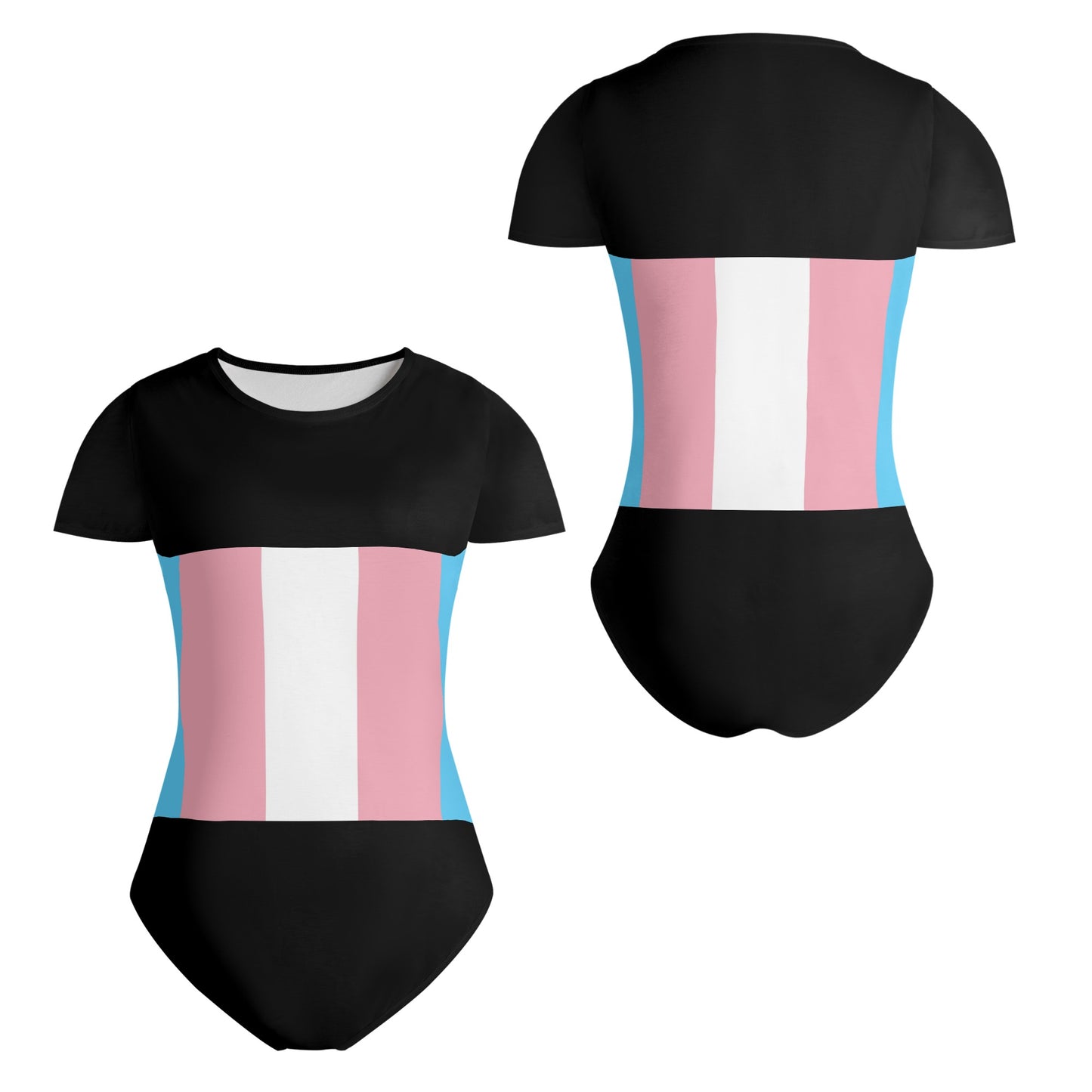 Teen Blue Pink White Pride Soft Black T-Shirt Bodysuit