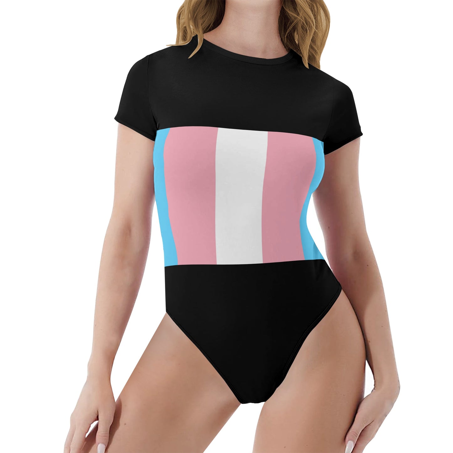 Teen Blue Pink White Pride Soft Black T-Shirt Bodysuit