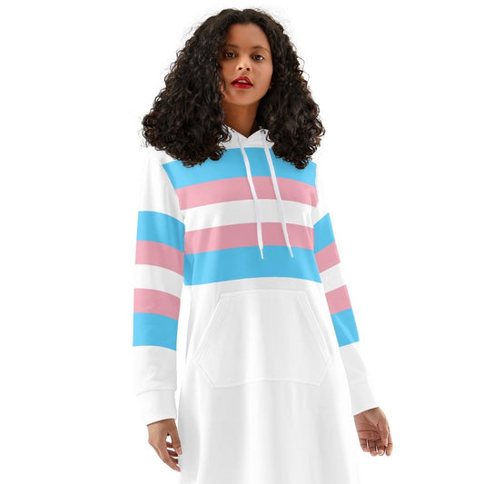 Teen - Plus Size Blue Pink White Full-Length Hooded Dress