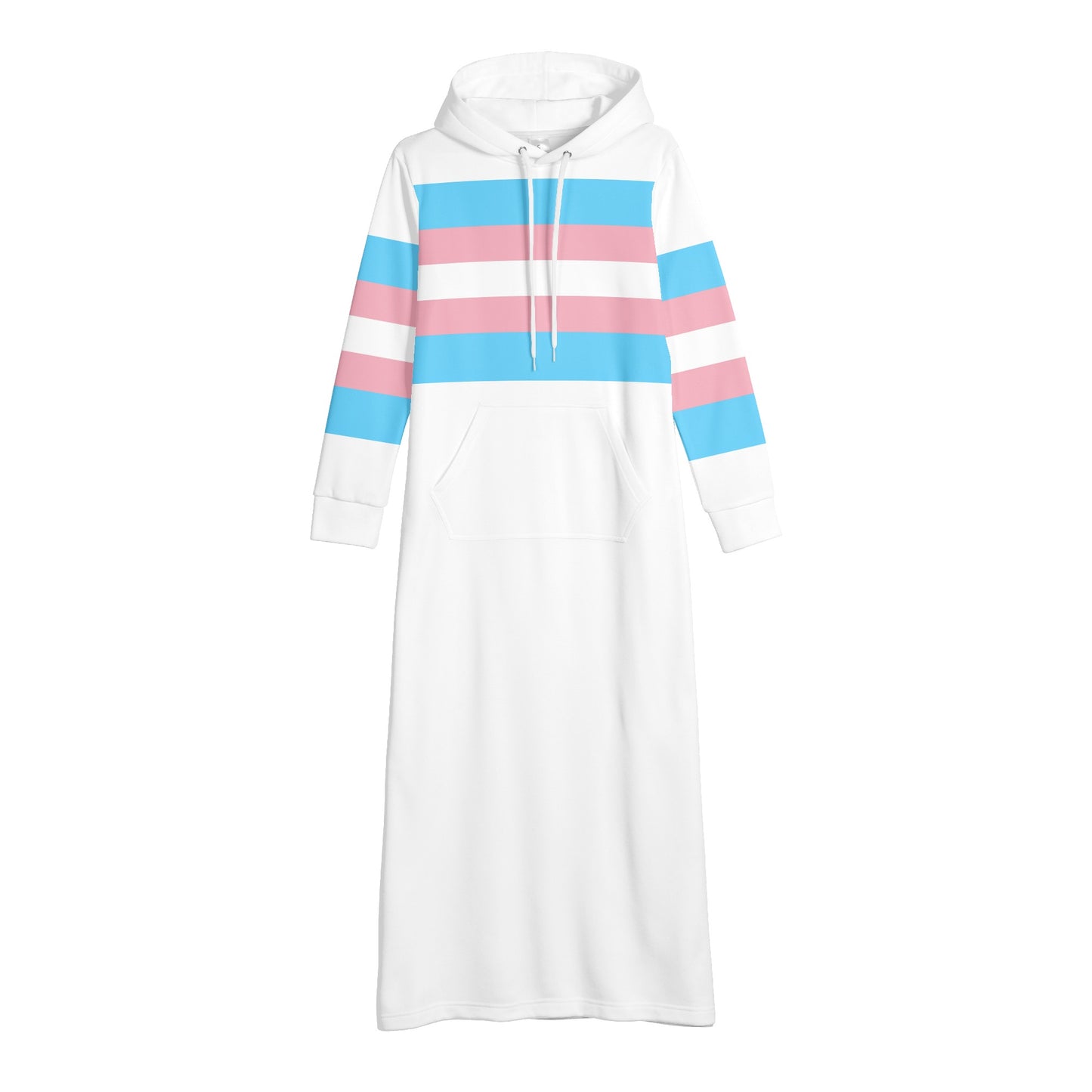 Teen - Plus Size Blue Pink White Full-Length Hooded Dress