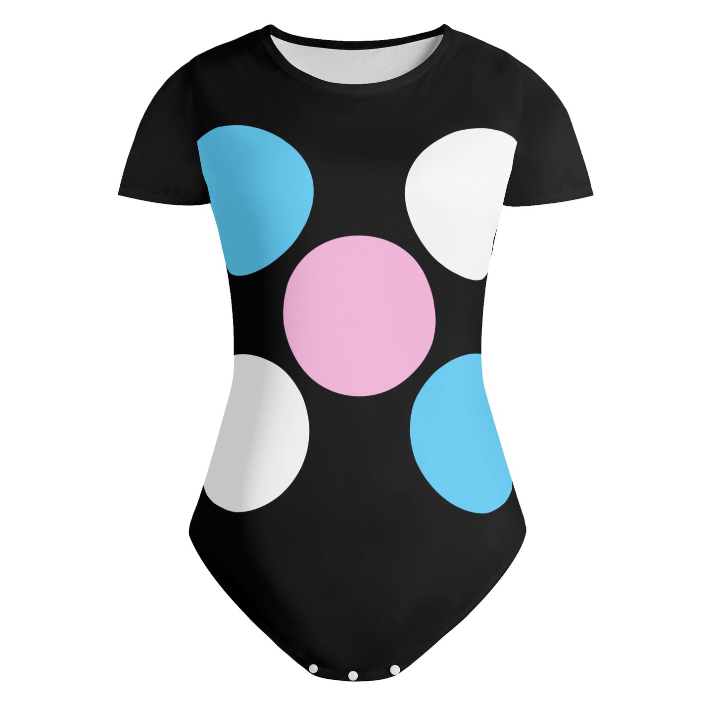 Teen Blue Pink White 'Pride Five Spots' Black Soft T-Shirt Bodysuit