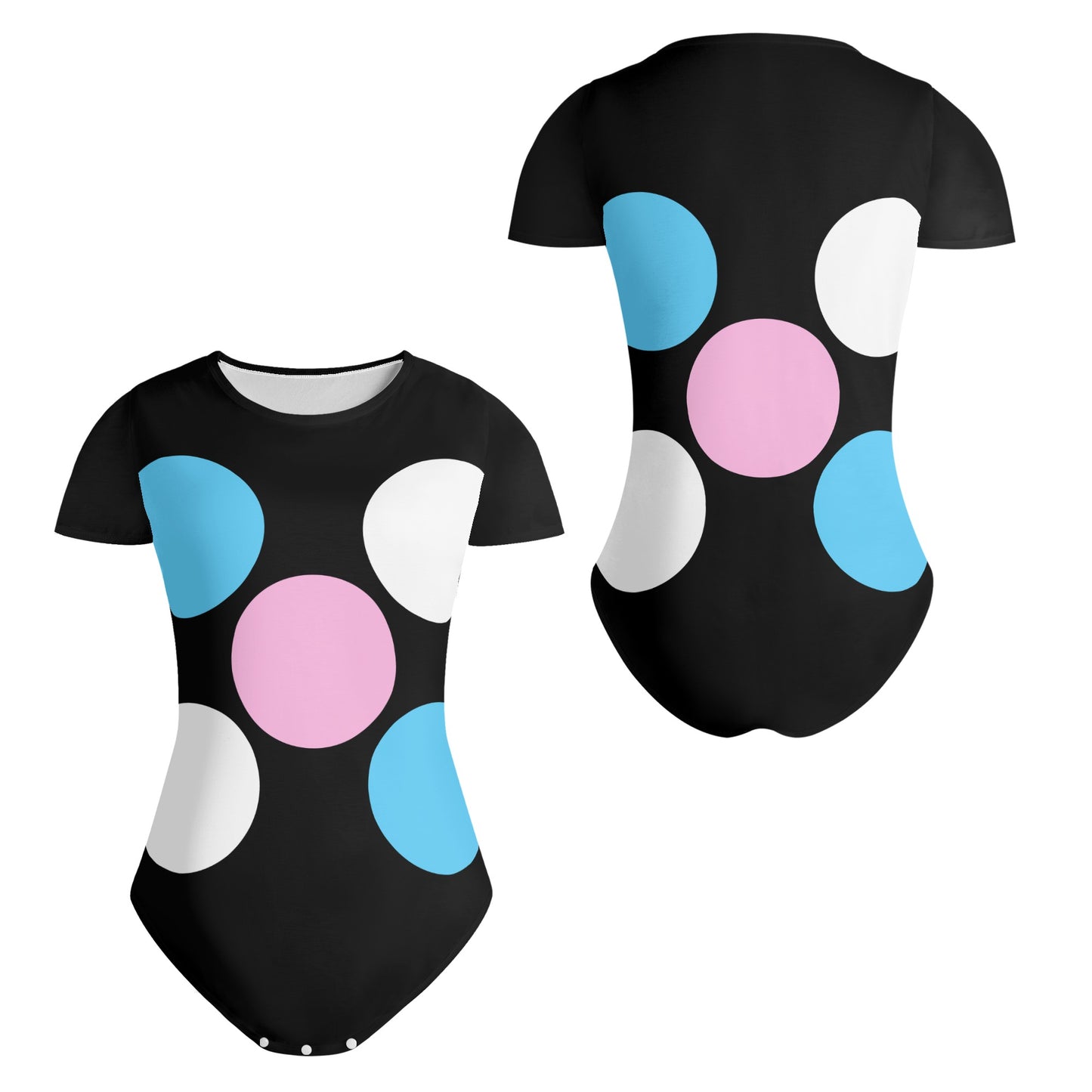 Teen Blue Pink White 'Pride Five Spots' Black Soft T-Shirt Bodysuit