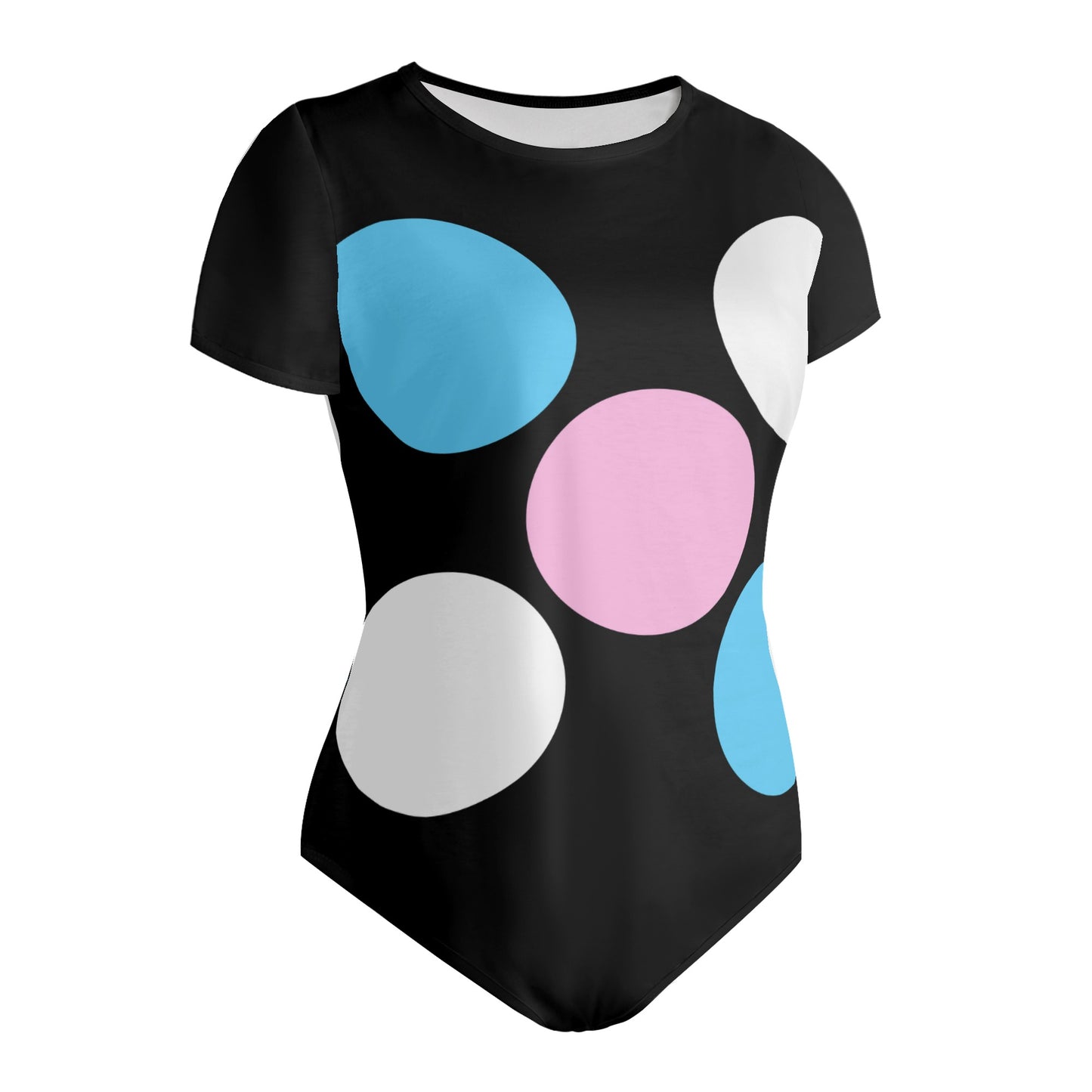 Teen Blue Pink White 'Pride Five Spots' Black Soft T-Shirt Bodysuit