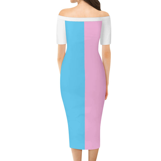 Womens Off The Shoulder Short Sleeve Elegant Wrap Dress