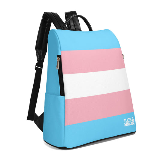 Tuck&Simon Blue Pink White Trans Pride Anti-Theft Backpack
