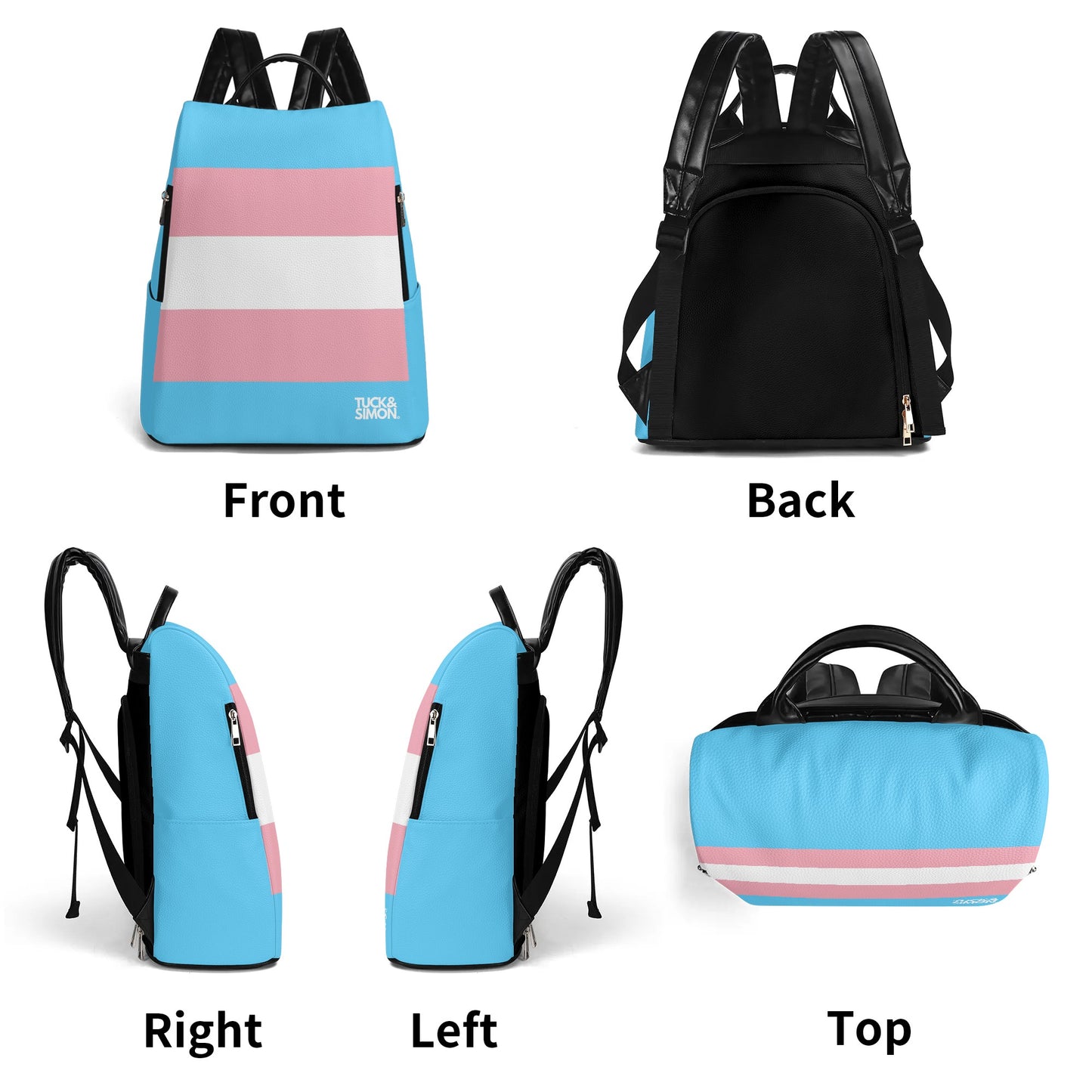 Tuck&Simon Blue Pink White Trans Pride Anti-Theft Backpack