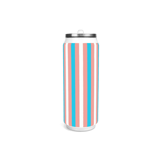 Blue Pink White Pride Candystriped Stainless Steel Soda Can Tumbler 500ml