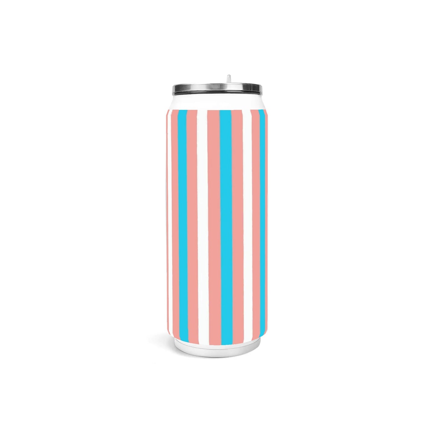Blue Pink White Pride Candystriped Stainless Steel Soda Can Tumbler 500ml