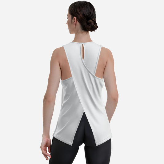 Open Cross-Back White Milk Silk Vest