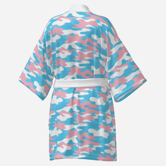 All-Over Print Women's Silky Robes V Neck Sleepwear-Average Size