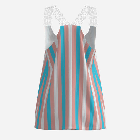 All-Over Print Women's Lace Shoulder Strap Tank Top-Imitation Cotton 170 GSM