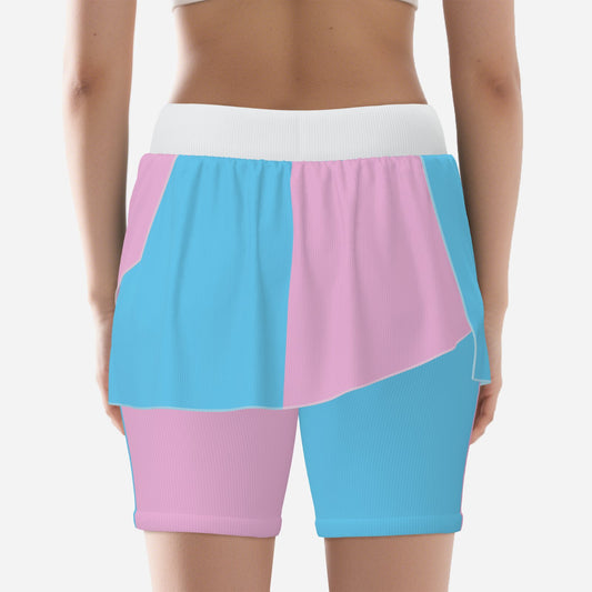 All-Over Print Women's Ruffled Yoga Shorts-Yoga High Stretch 220 GSM