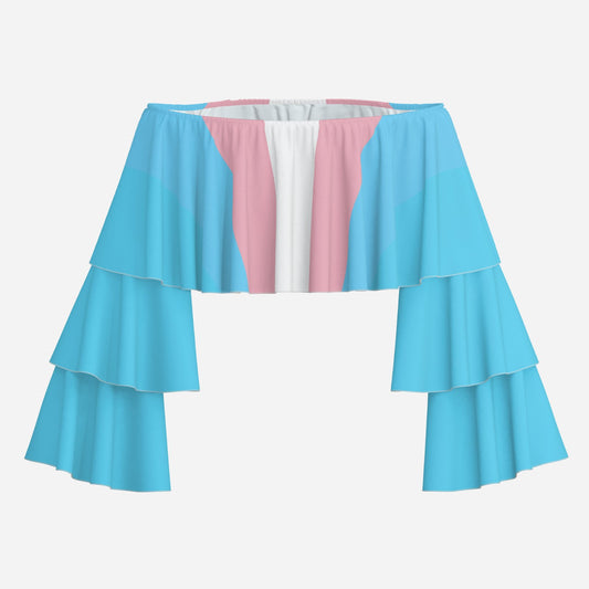 All-Over Print Women's Off Shoulder Tops-Milk Silk 200 GSM