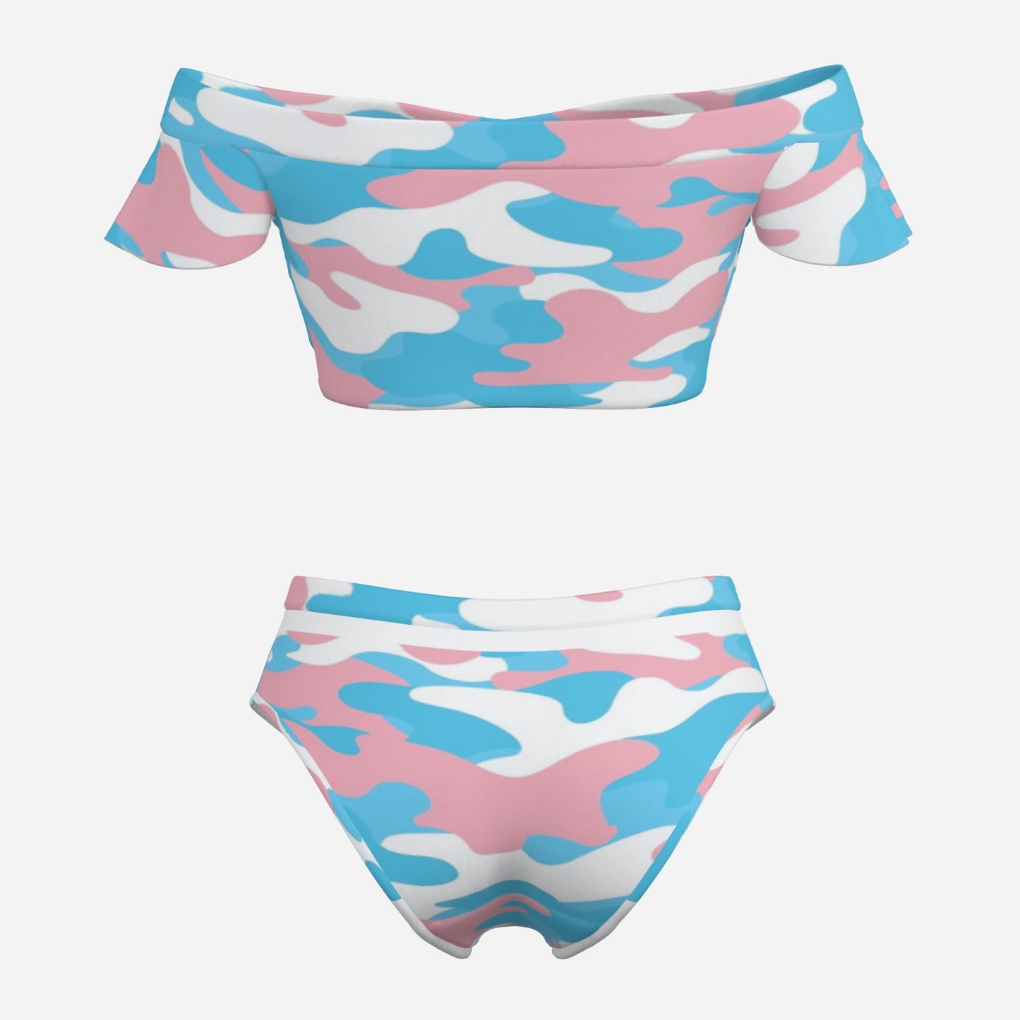 Pride Camouflage Bikini Swimsuit with Ruffle Sleeves