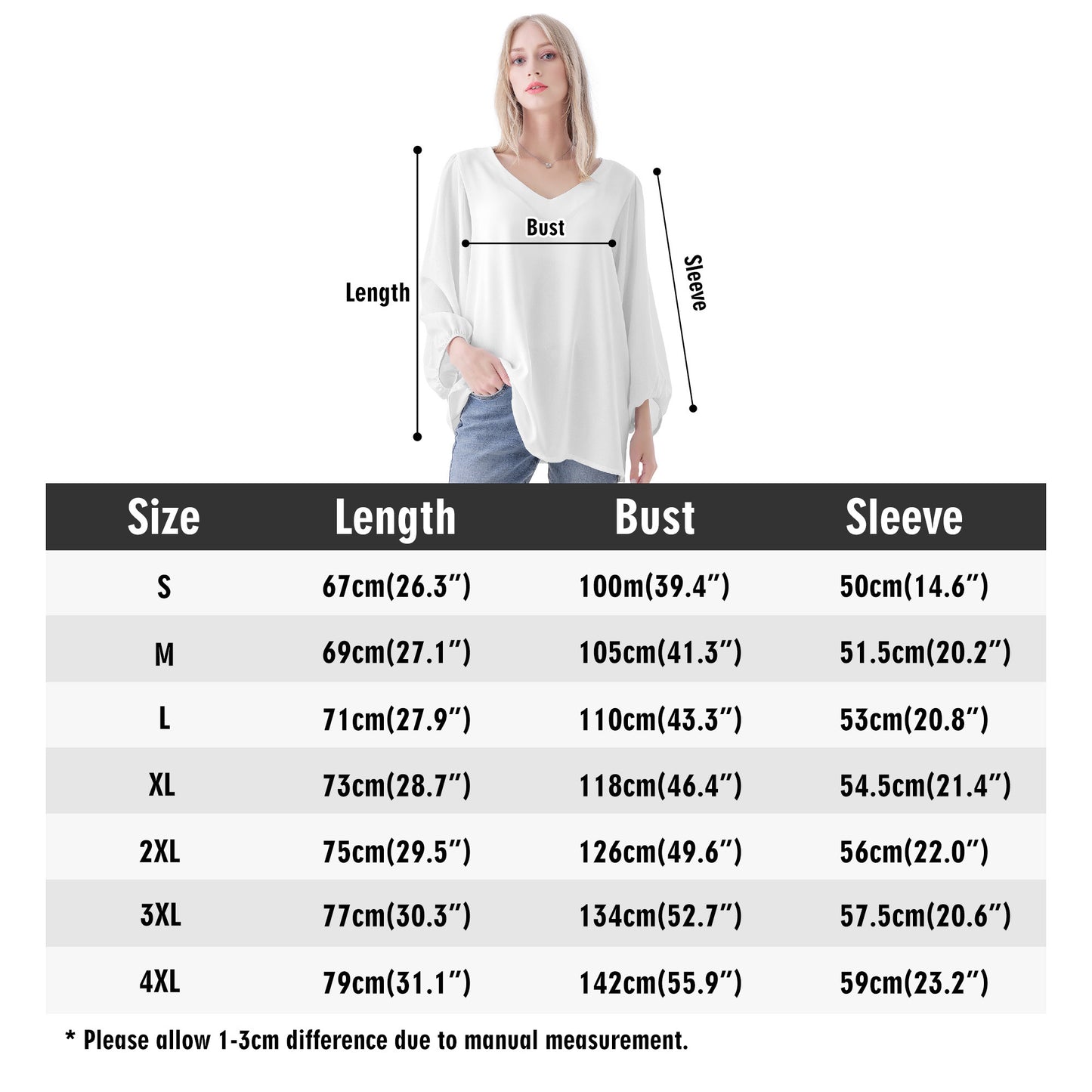 Teen - Plus Size Blue Pink White Pride Puff Sleeve Blouse