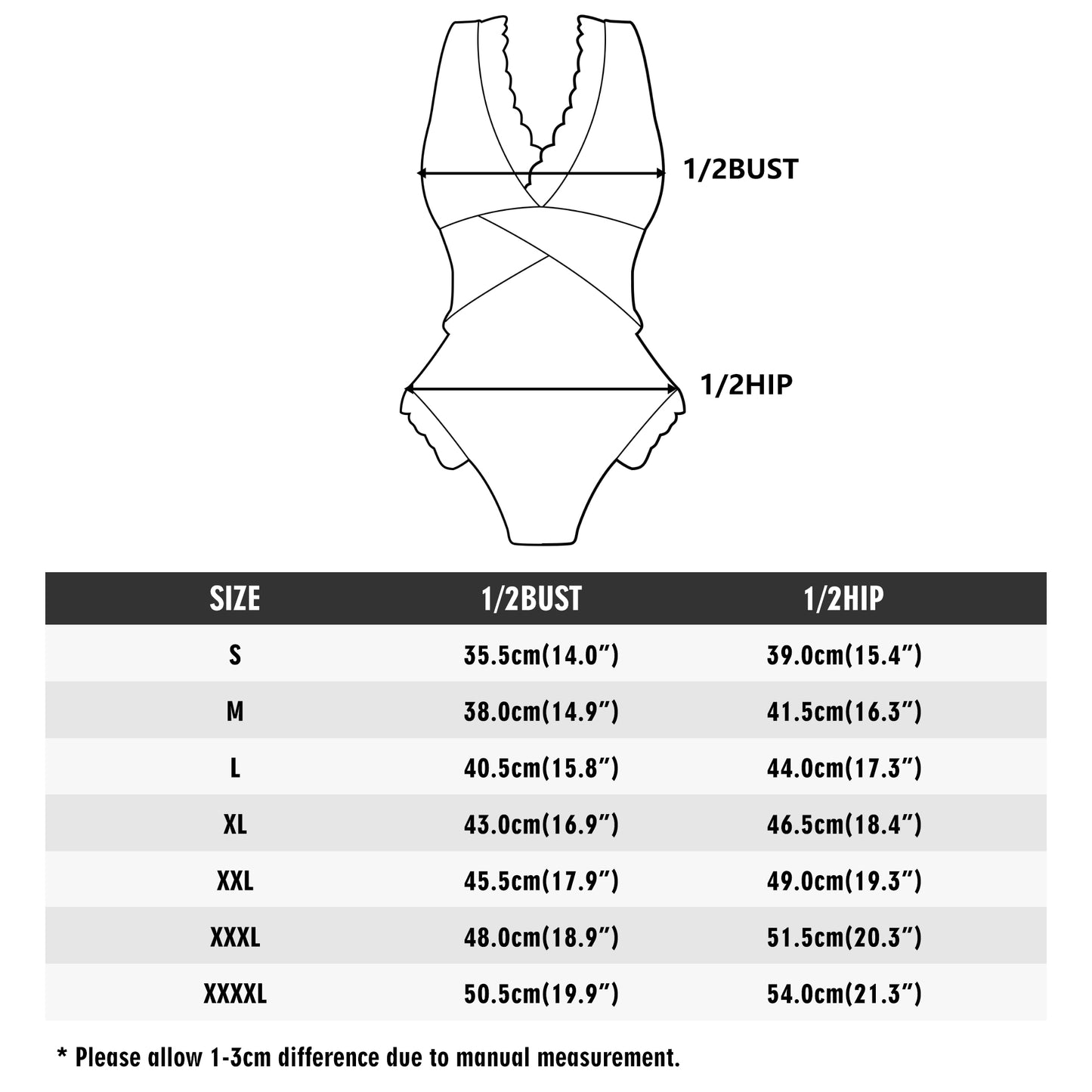 S-4XL Blue Pink White Pride Cross-Front Ruffle Edged Bathing Suit