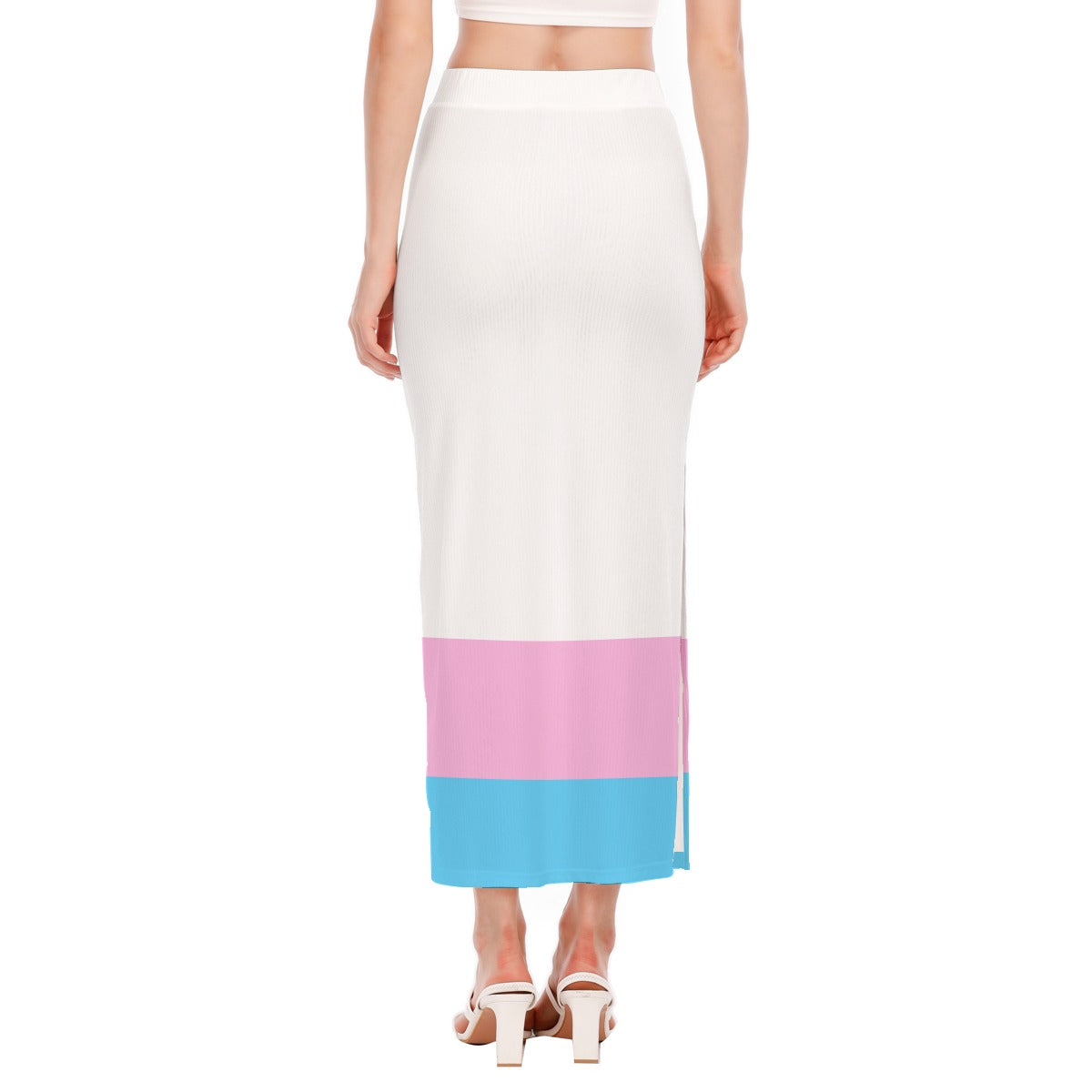 Blue Pink White Trans Pride Hip-Hugging Side-Slit Long Skirt