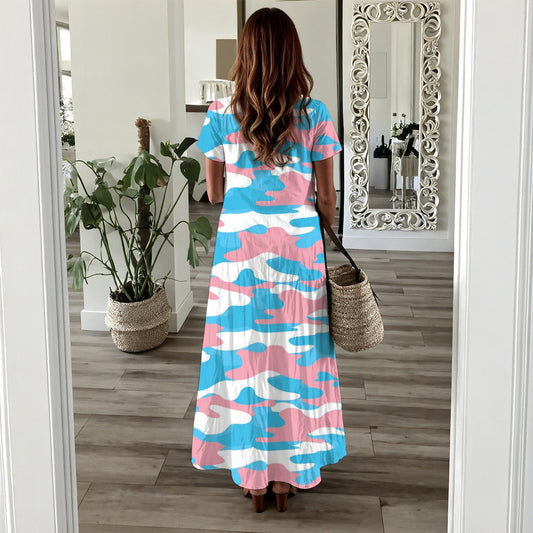All-Over Print Women's Long Dress With Pocket