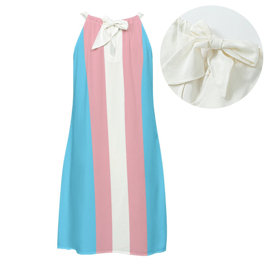 S-5XL Blue Pink White Pride Halter Dress