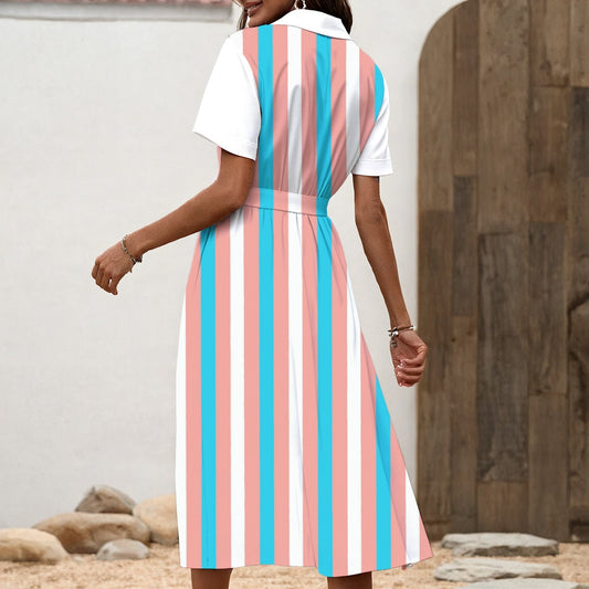Pride Candystriped Waist Tied Shirt Dress