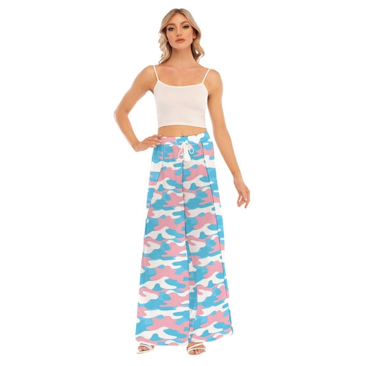Blue Pink White Pride Split Chiffon Beach Palazzo