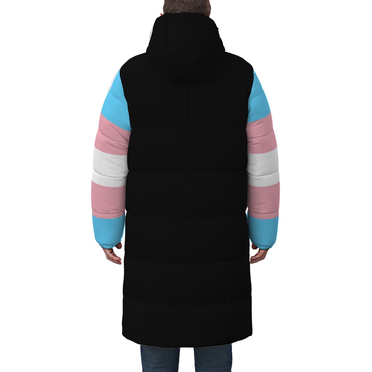 XS-4XL Blue Pink White Pride Long Padded Black Winter Coat