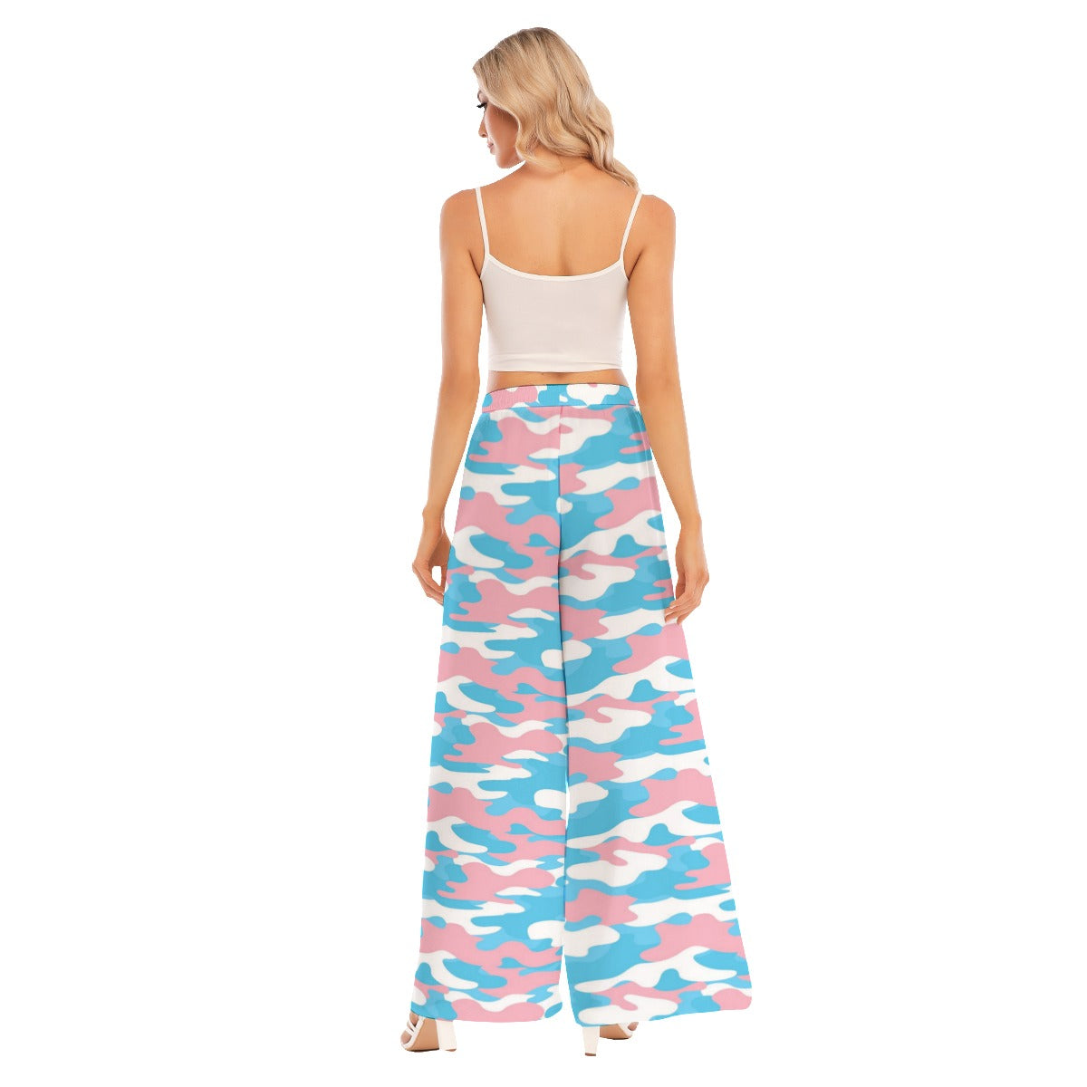 Blue Pink White Pride Split Chiffon Beach Palazzo
