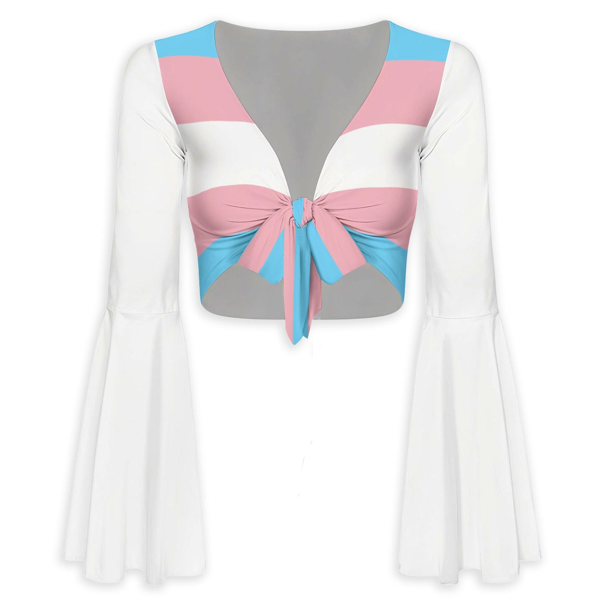 S-5XL Bell Sleeved White Tied Top