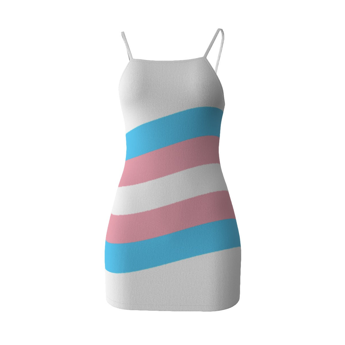 Plus Size Trans Coloured Pride White Spaghetti-Strap Short Camisole Dress