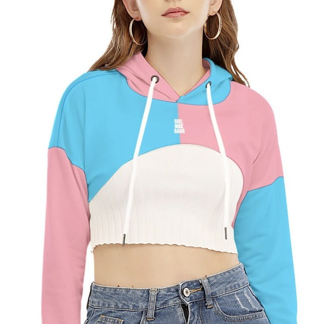 Teen All-Over Trans Paris Pride Cropped Hooded Smock Top