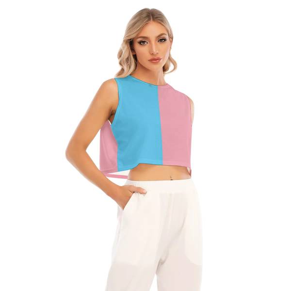 Trans Coloured Transgender Paris Pride Sleeveless Cropped Top