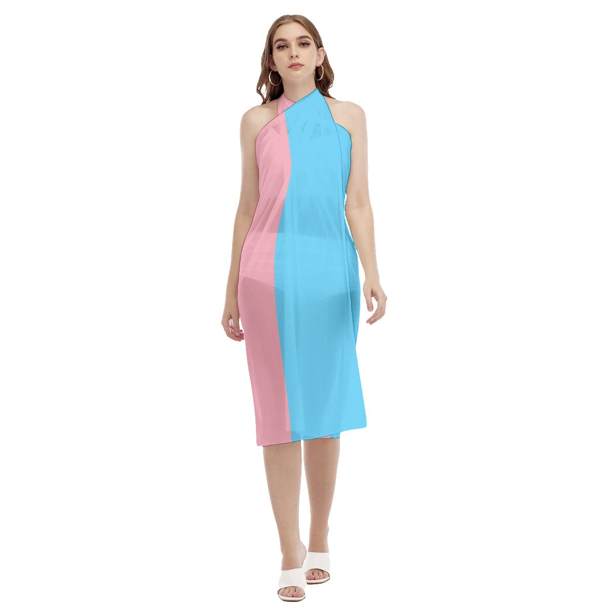 Blue Pink White Pride Chiffon Beach Wrap Sarong Beach Wrap