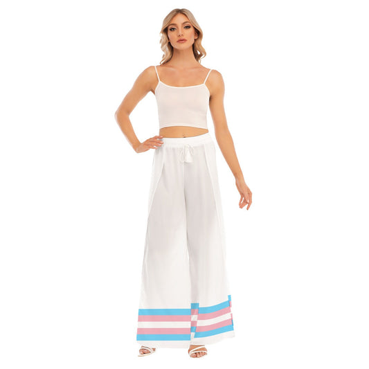 Blue Pink White Pride Split Chiffon Beach Palazzo