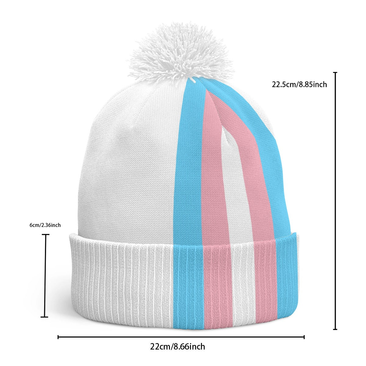 Pride White Knitted Pom-Pom Hat