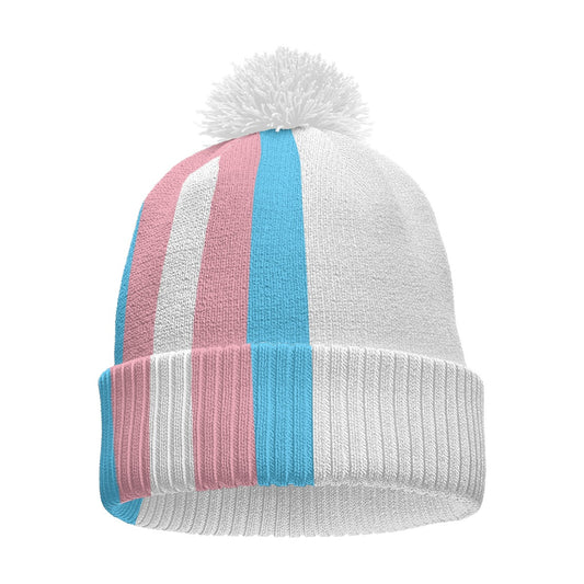 Pride White Knitted Pom-Pom Hat